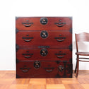 時代箪笥／二本松丸金具衣裳箪笥[j1036]　【Nihonmatsu clothing chest】Japanese Antique Furniture