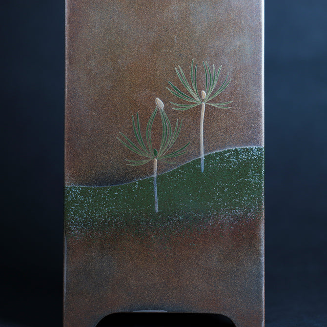 日の出稚松蒔絵花生　安原祥窓 作 [k0513]