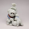 平戸犬置物[k0515]【Okimono in the Form of a Dog with Ruffled Collar and  Puppies made in Hirado Japan】