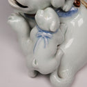平戸犬置物[k0515]【Okimono in the Form of a Dog with Ruffled Collar and  Puppies made in Hirado Japan】