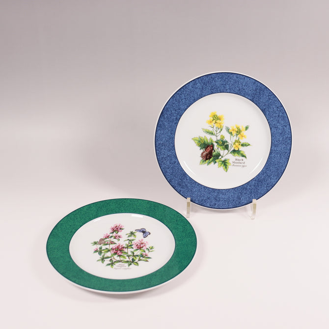 ロイヤルウースター　Worcester Herbs ブルー＆グリーン2枚セット　【 Royal Worcester -Worcester Herbs plates set-blue and green 】[rw0001]
