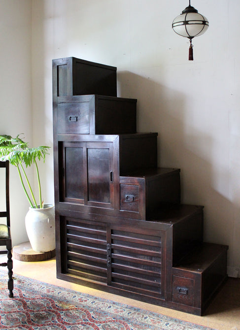 時代箪笥／欅階段箪笥【 KEYAKI STEP CHEST 】 [j0926]　Japanese Antique Furniture