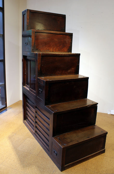 時代箪笥／欅階段箪笥【 KEYAKI STEP CHEST 】 [j0926]　Japanese Antique Furniture